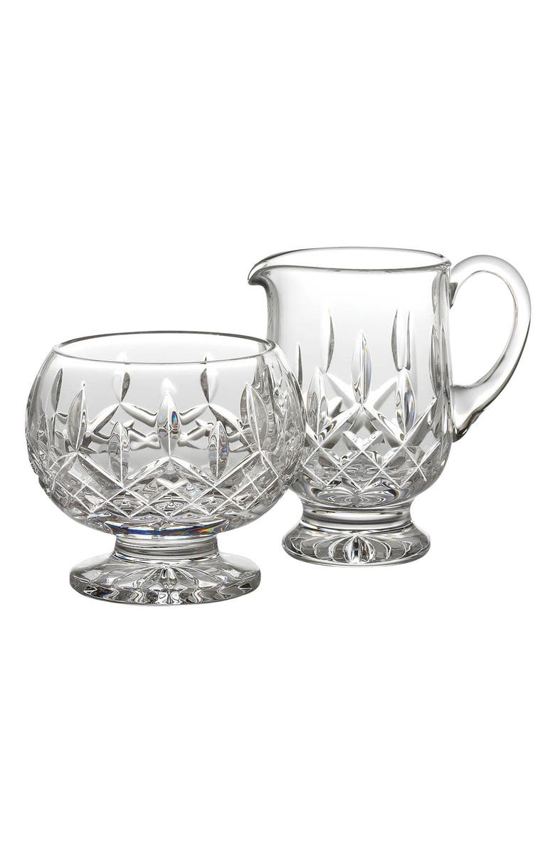 Waterford 'Lismore' Lead Crystal Footed Sugar Bowl & Creamer, Main, color,
