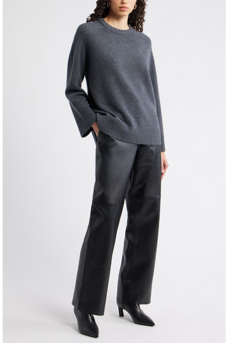 Crewneck Wool & Cashmere Sweater, Alternate, color, GREY DARK CHARCOAL HEATHER