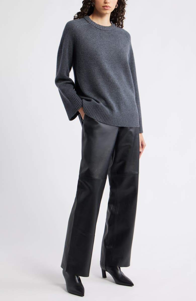 Nordstrom Crewneck Wool & Cashmere Sweater, Alternate, color, Grey Dark Charcoal Heather