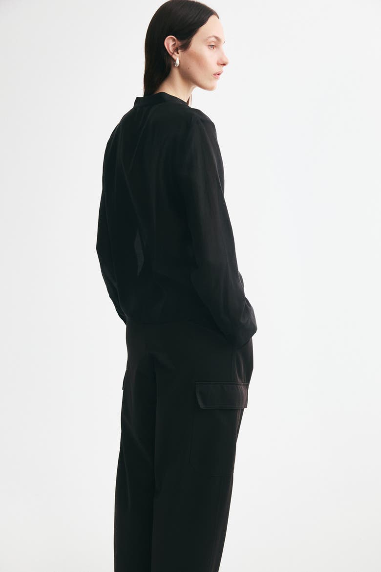 Knot-Button Shirt, Alternate, color, Black