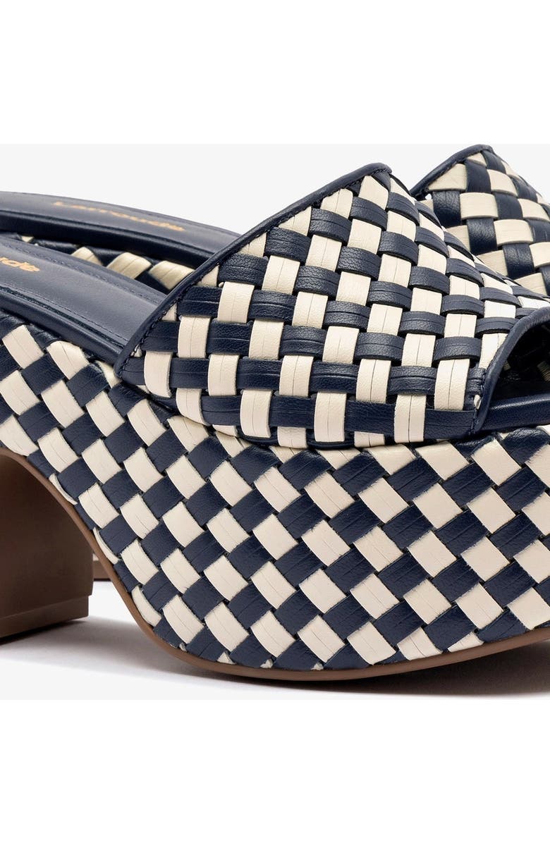 Larroudé Miso Platform Sandal In Navy and Ivory Leather, Alternate, color,