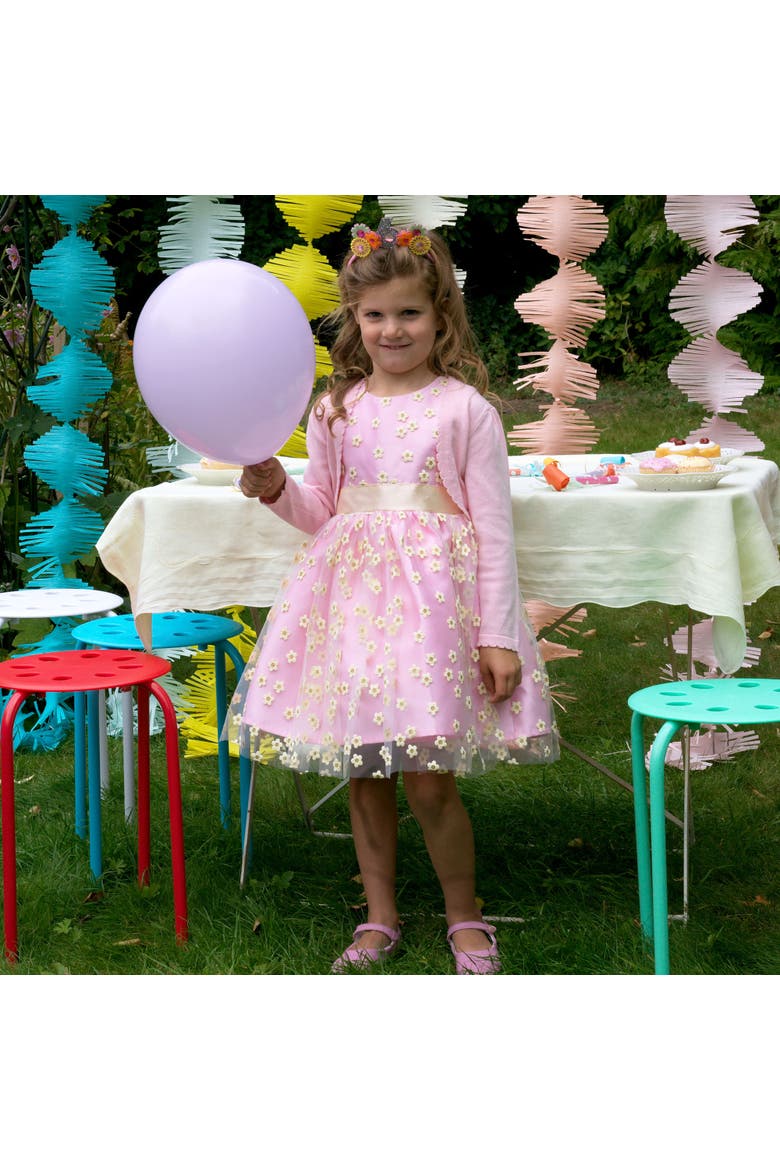 3D Daisy Tulle Party Dress, Alternate, color, Pink