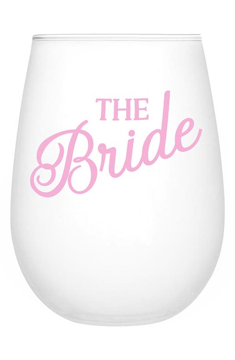 CREATIVE BRANDS The Bride Stemless Wine Glass, Main, color, White