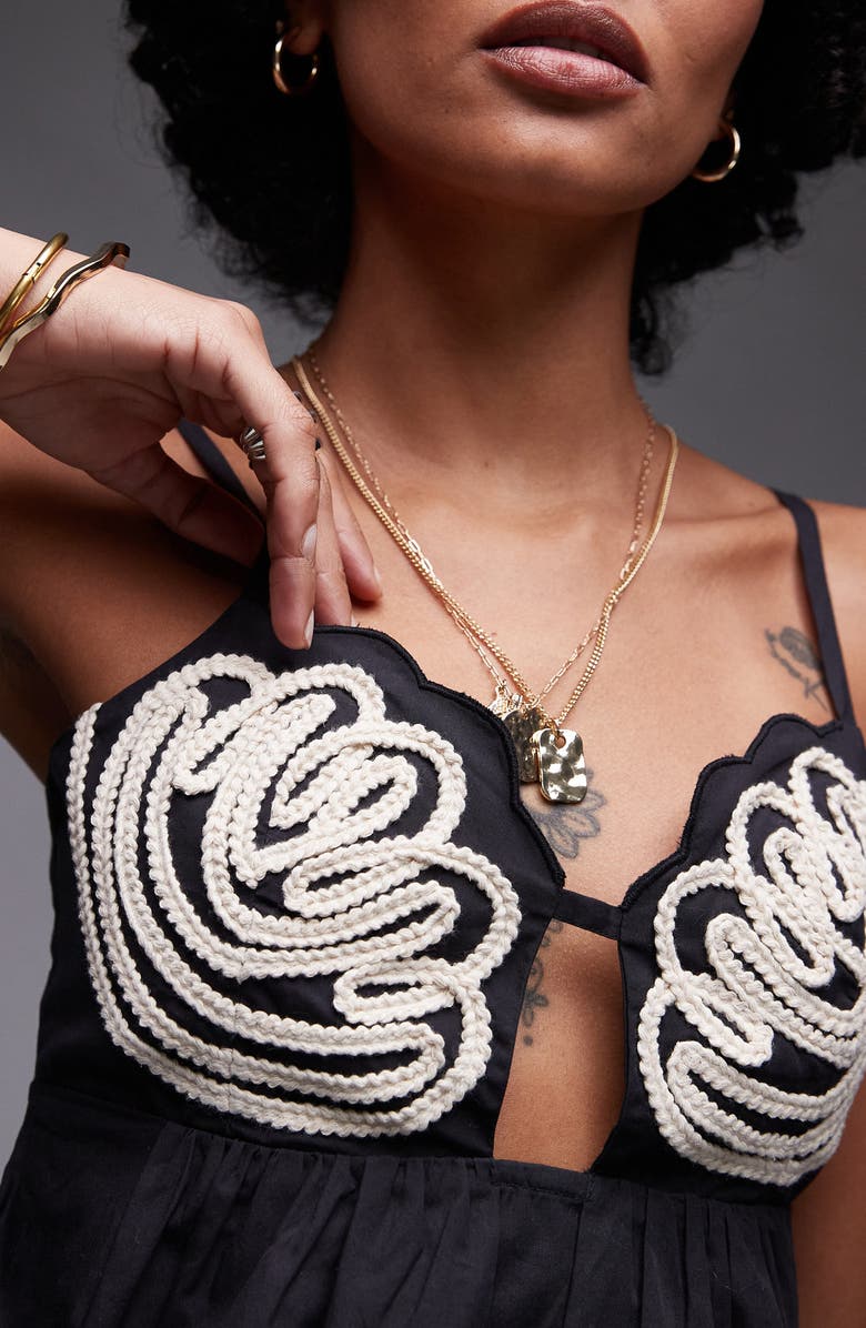 Topshop Soutache Trim Cotton Trapeze Camisole, Alternate, color,