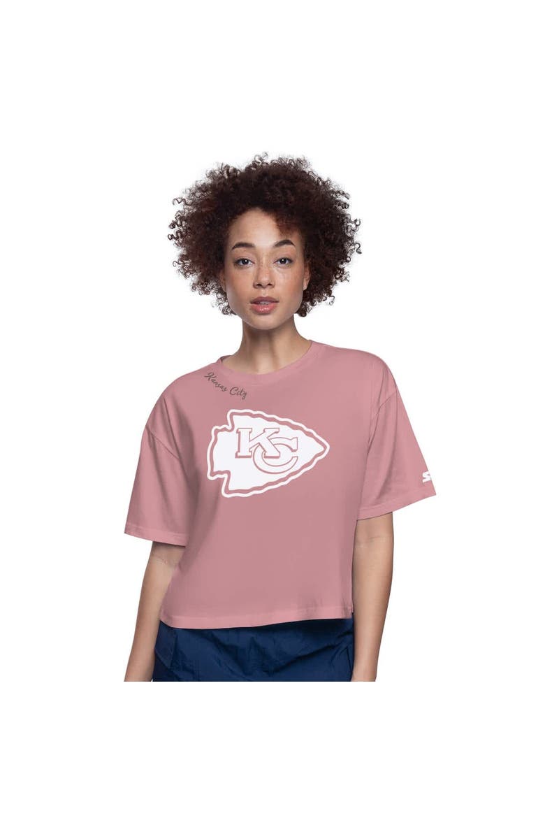 Women's Starter  Pink Kansas City Chiefs Play the Ball Boxy Cropped T-Shirt, Main, color, Pink