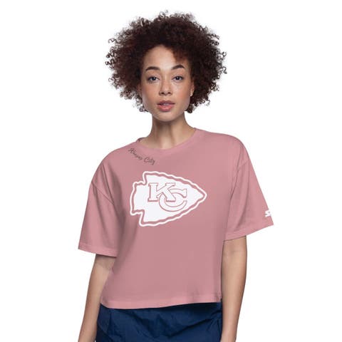 Women's Starter  Pink Kansas City Chiefs Play the Ball Boxy Cropped T-Shirt