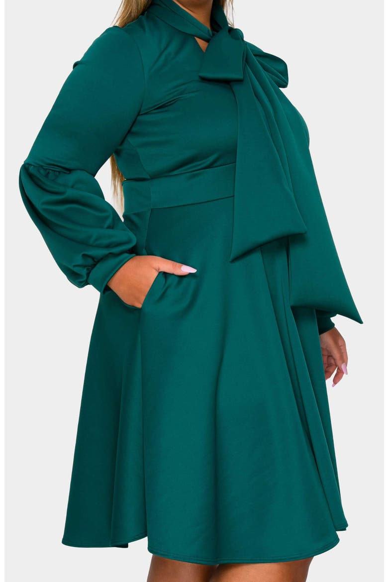 Bekah Long Sleeve Fit & Flare Dress, Alternate, color, EMERALD