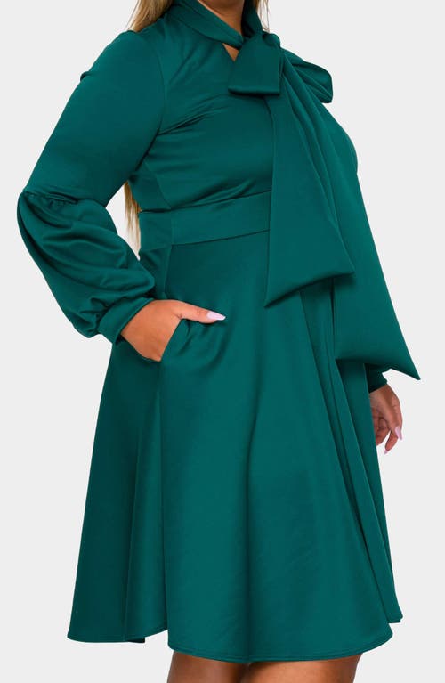 L I V D Bekah Long Sleeve Fit & Flare Dress In Green