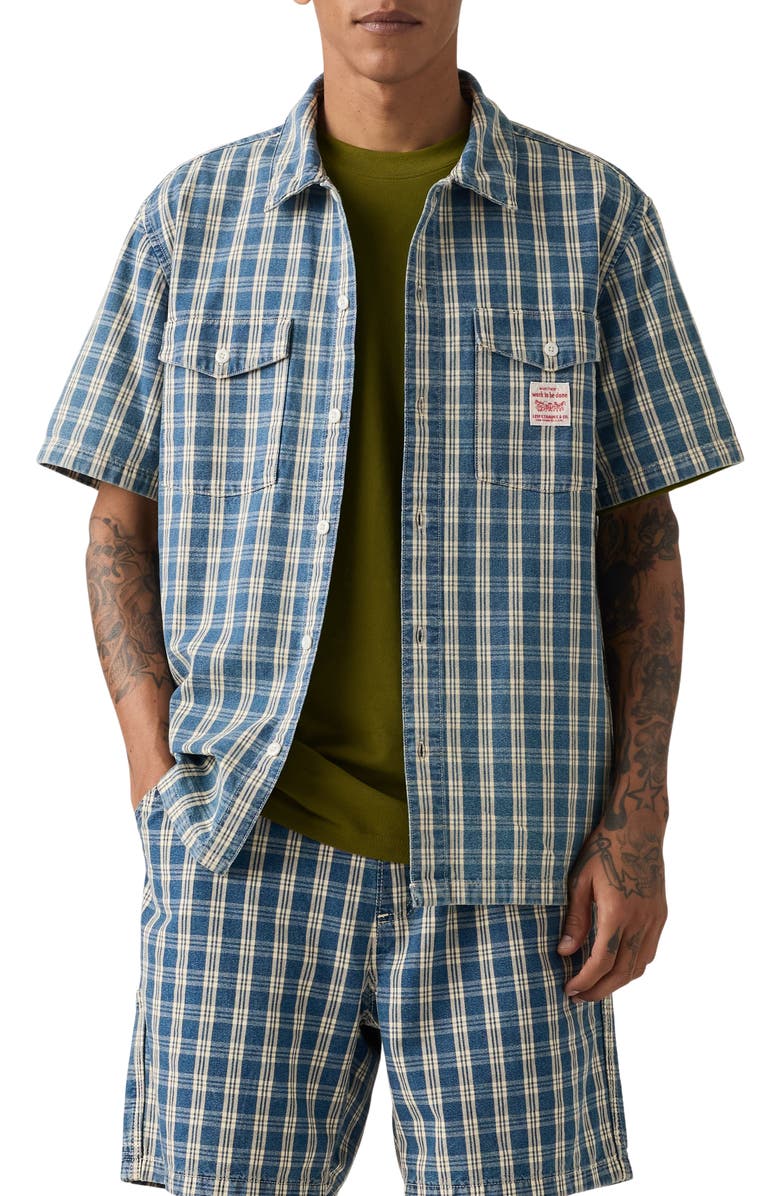 Levi's Worker Oversize Check Short Sleeve Button-Up Shirt, Main, color, Summer Check Shirt