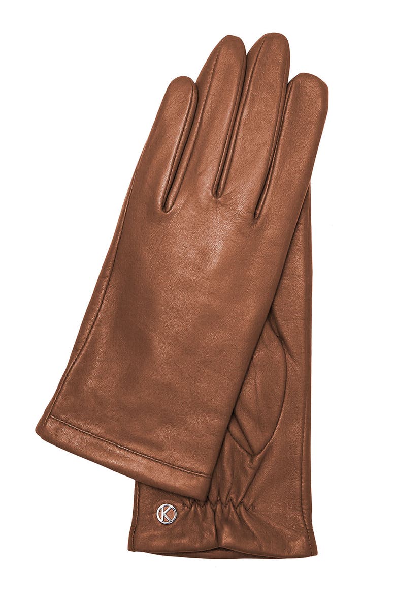 Premium Lamb Leather Touchscreen Gloves, Main, color, tobacco