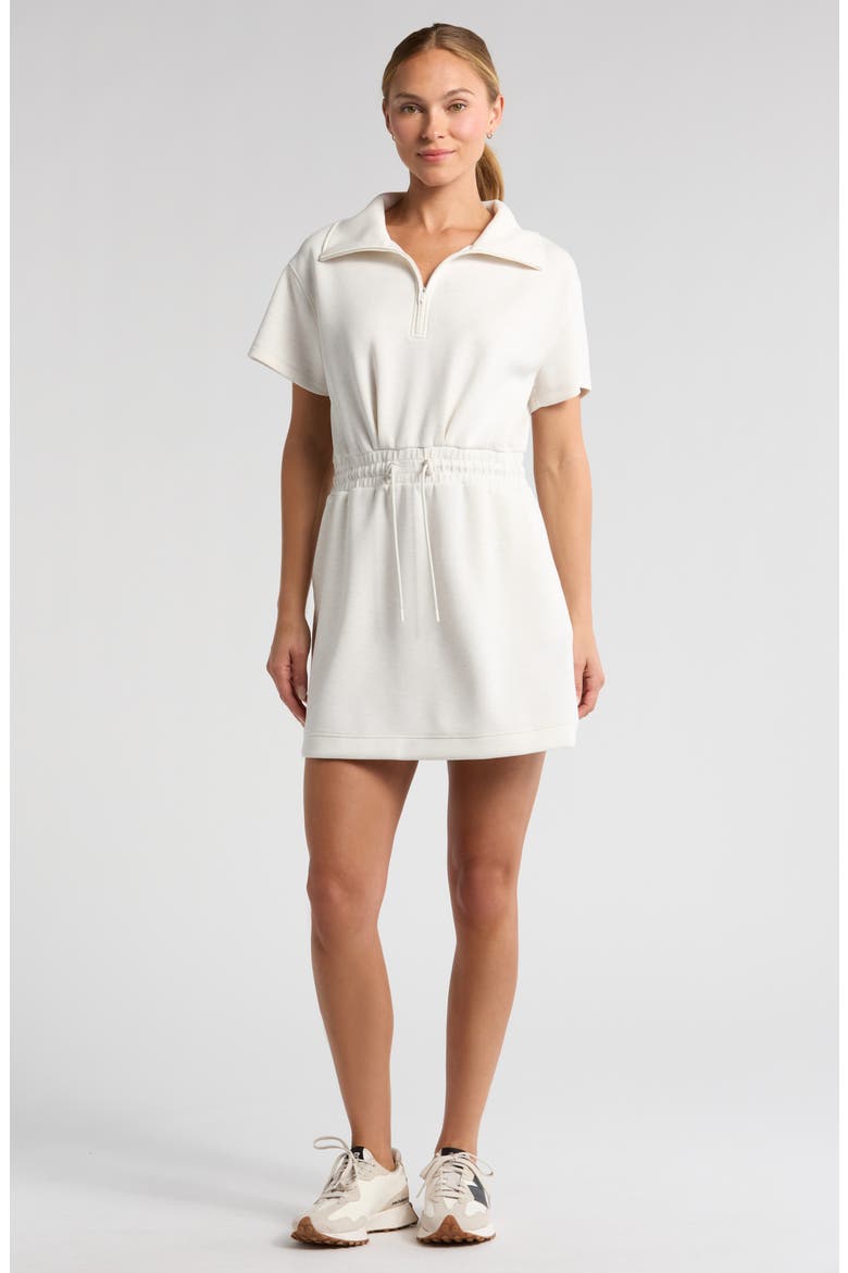 Soft Luxe Knit Quarter Zip Dress, Main, color, BEIGE IVORY HEATHER