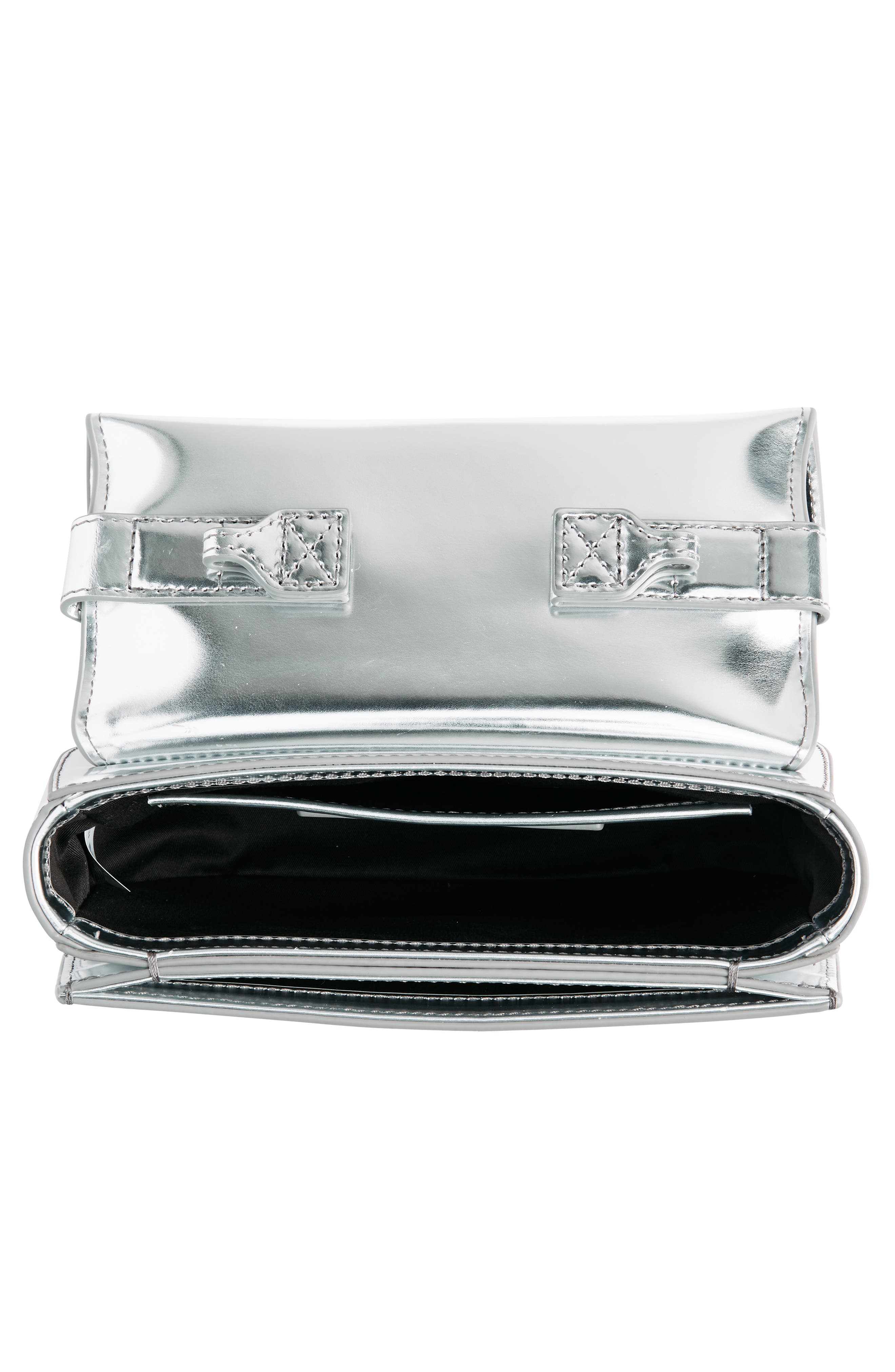 DIESEL<sup>®</sup> 1Dr Logo Metallic Leather Handbag, Alternate, color, Silver