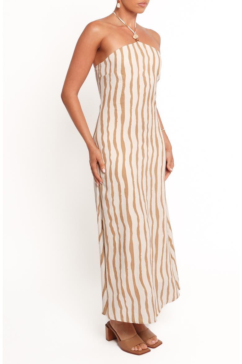 Kim Halter Maxi Dress, Alternate, color, TAN STRIPE