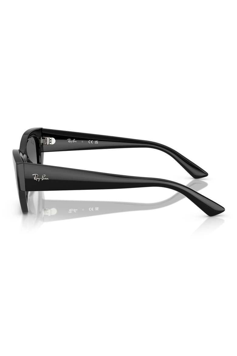 Zena 52mm Geometric Sunglasses, Alternate, color, BLACK