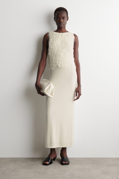 Fringed Knitted Column Dress