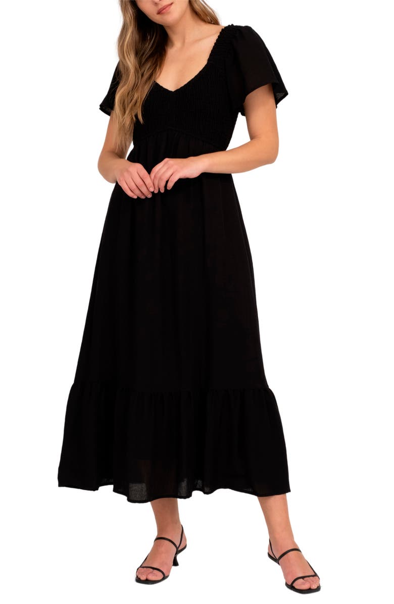 AUGUST SKY Short Sleeve Midi Dress, Main, color, 