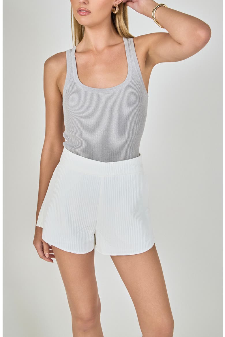 Textured High Waist Shorts, Alternate, color, WHITE
