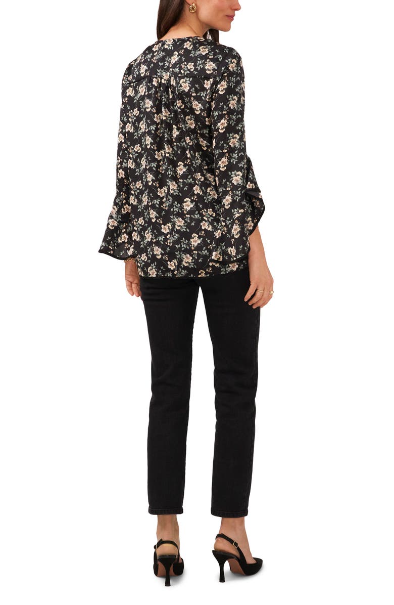 Vince Camuto Floral Print Bell Sleeve Top, Alternate, color,