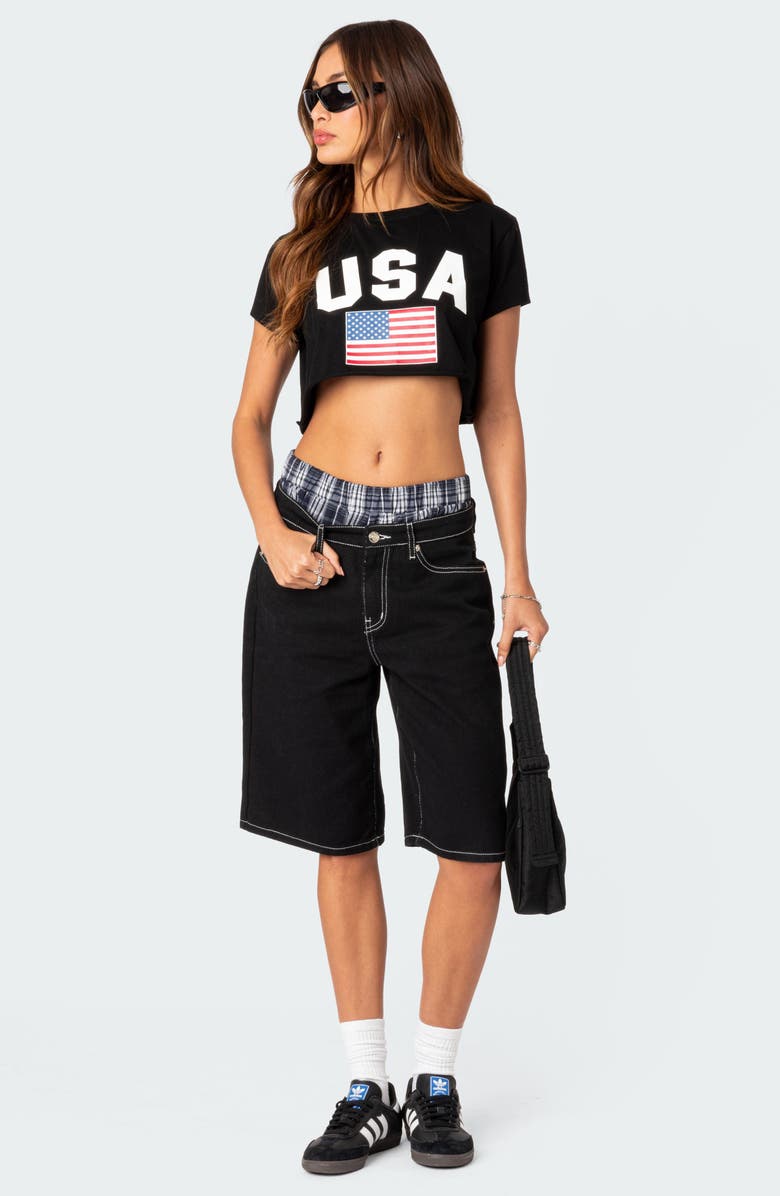 EDIKTED USA Oversize Crop Graphic T-Shirt, Alternate, color,