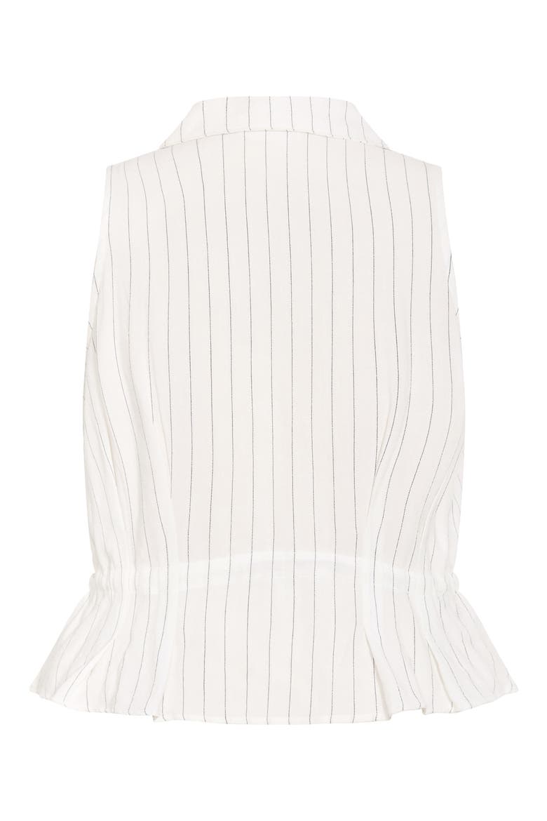 Stripe Sleeveless Peplum Top, Alternate, color, IVORY/ BLACK