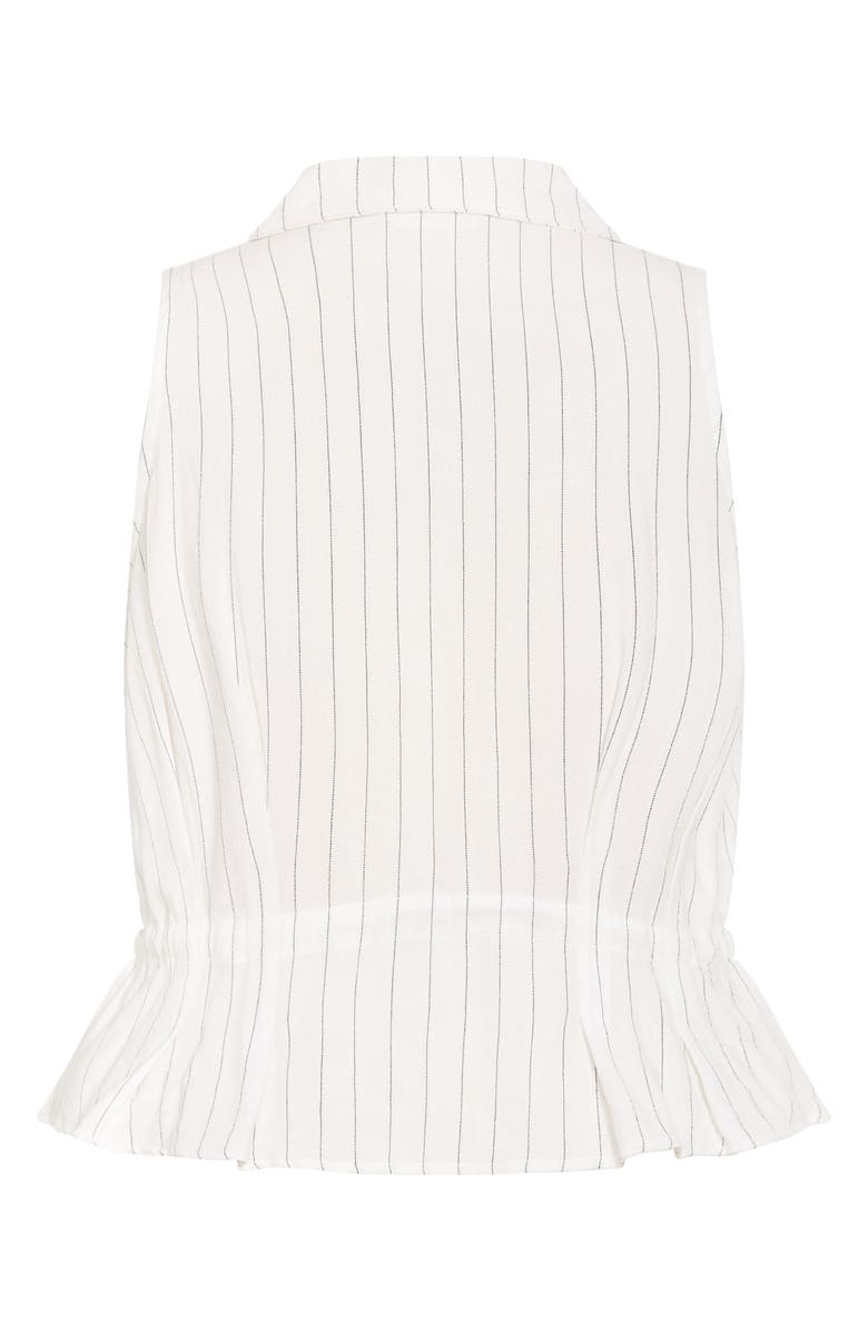 City Chic Stripe Sleeveless Peplum Top, Alternate, color, Ivory/ Black
