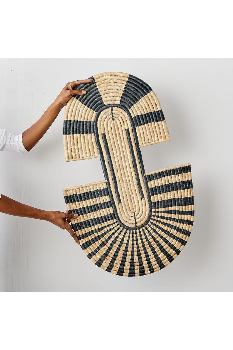 Maravi Patterned Black & Natural Woven Wall Art, Main, color, Kudzuka