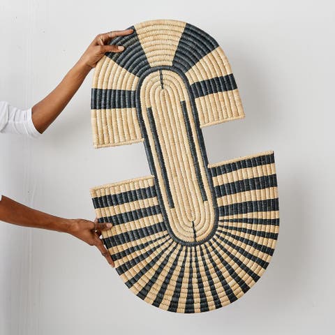 Maravi Patterned Black & Natural Woven Wall Art