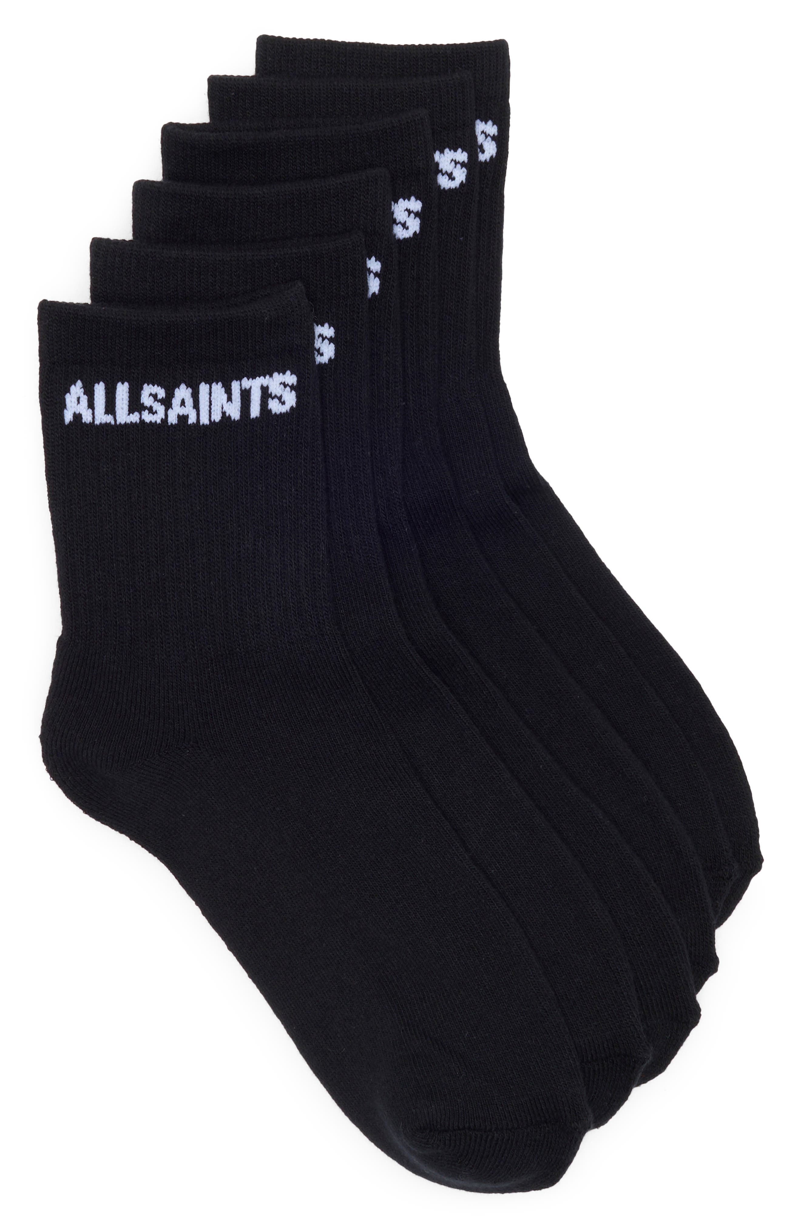 AllSaints 3-Pack Basic Sport Rib Shortie Socks