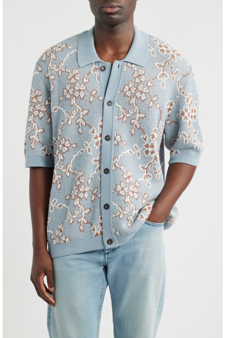 Trellis Cotton Jacquard Sweater, Main, color, LIGHT BLUE