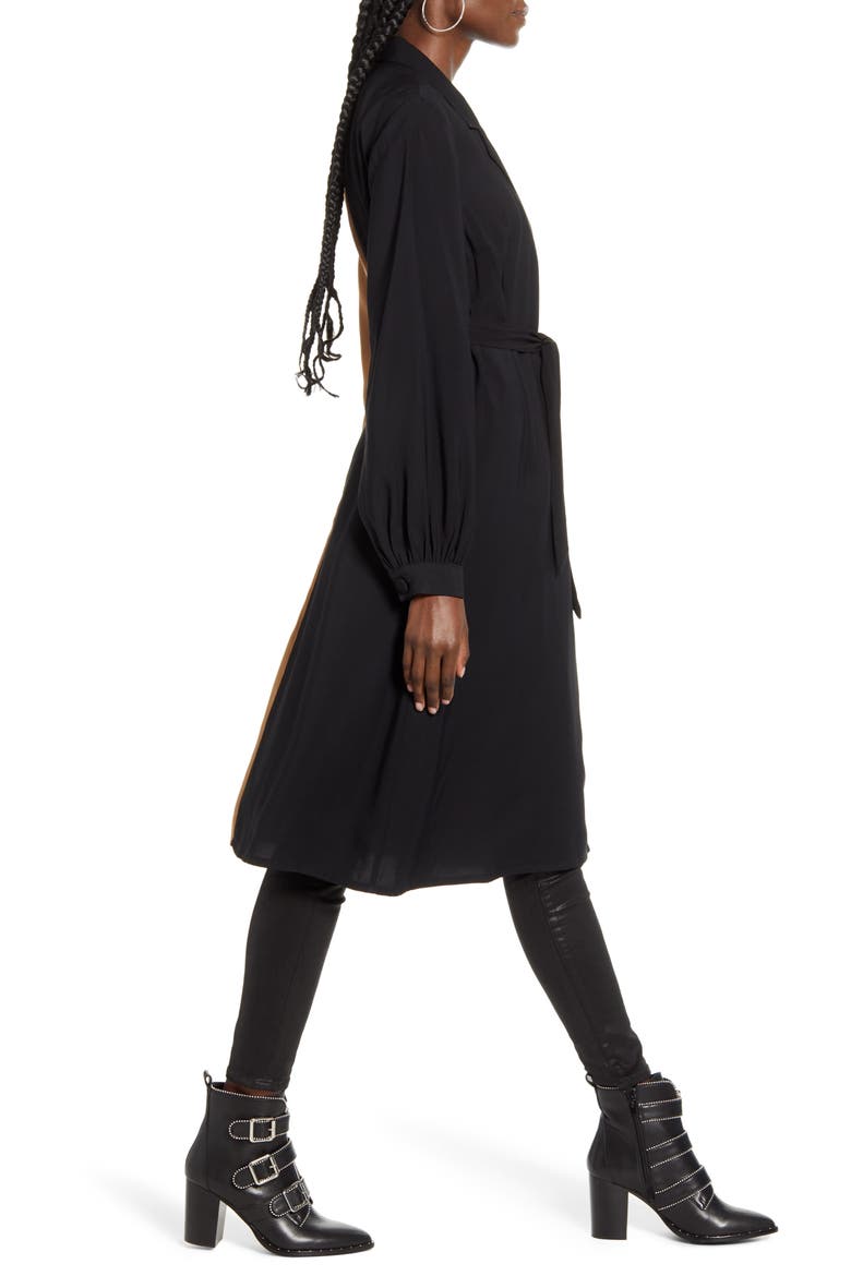 Long Sleeve Shirtdress, Alternate, color, BLACK AND TOBACCO BROWN
