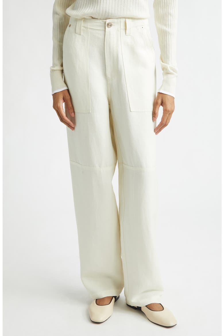Hymn High Waist Linen Blend Wide Leg Pants, Main, color, IVORY