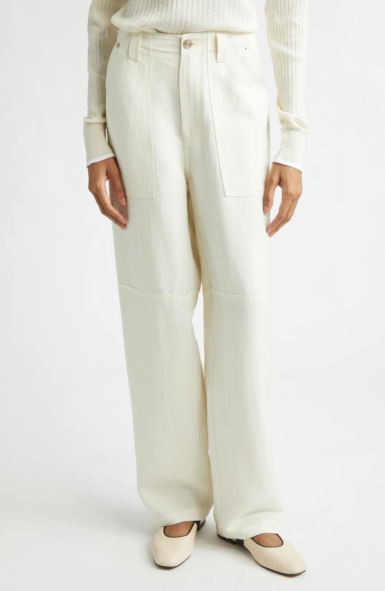 Wales Bonner Hymn High Waist Linen Blend Wide Leg Pants, Main, color, Ivory
