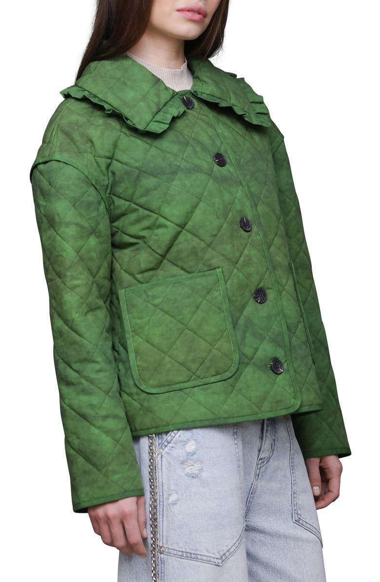Avec Les Filles Ruffle Collar Quilted Jacket, Alternate, color, Olive