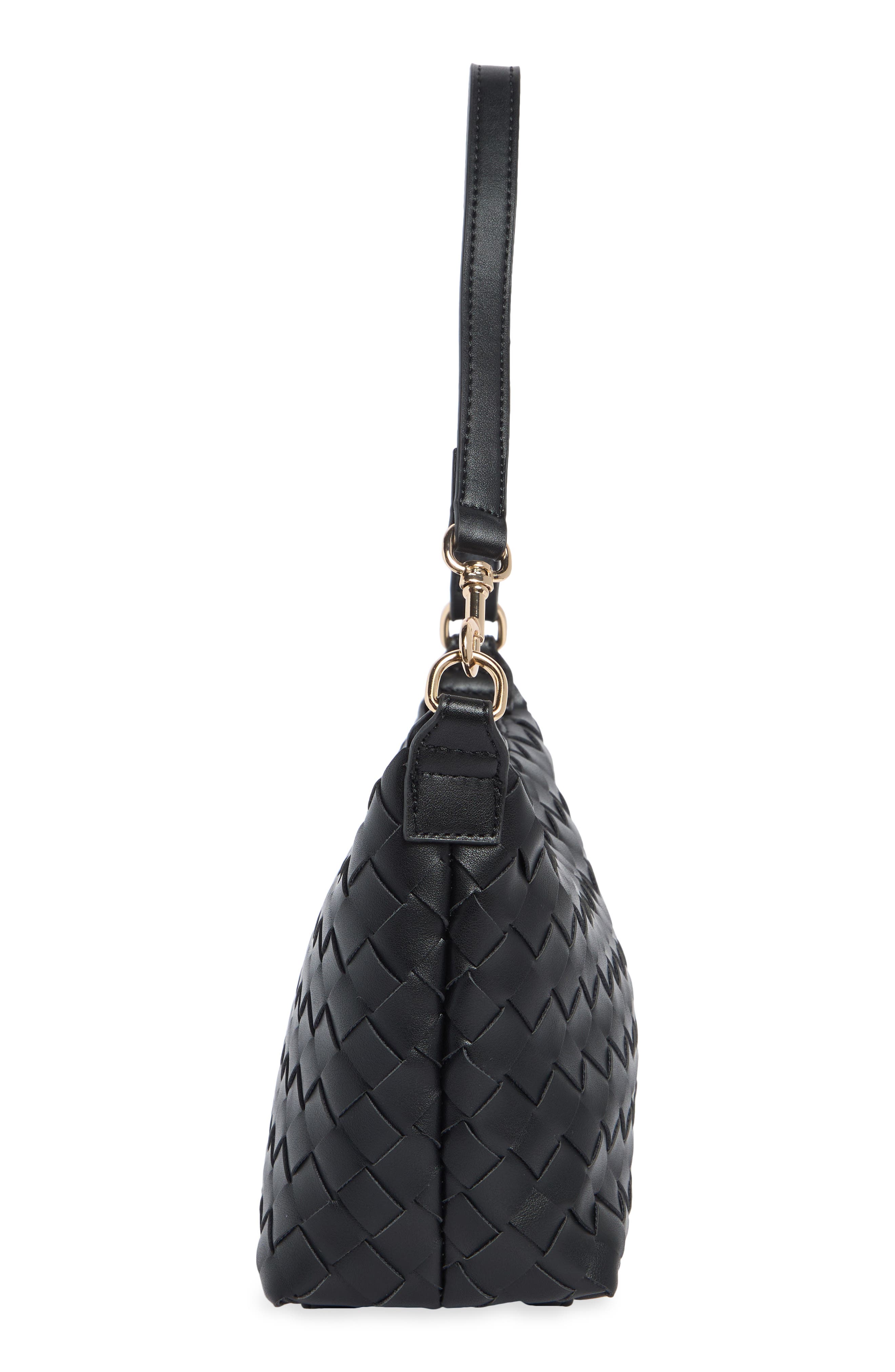 URBAN EXPRESSIONS HANDBAGS Faux Leather Woven Crossbody Bag, Alternate, color, Black