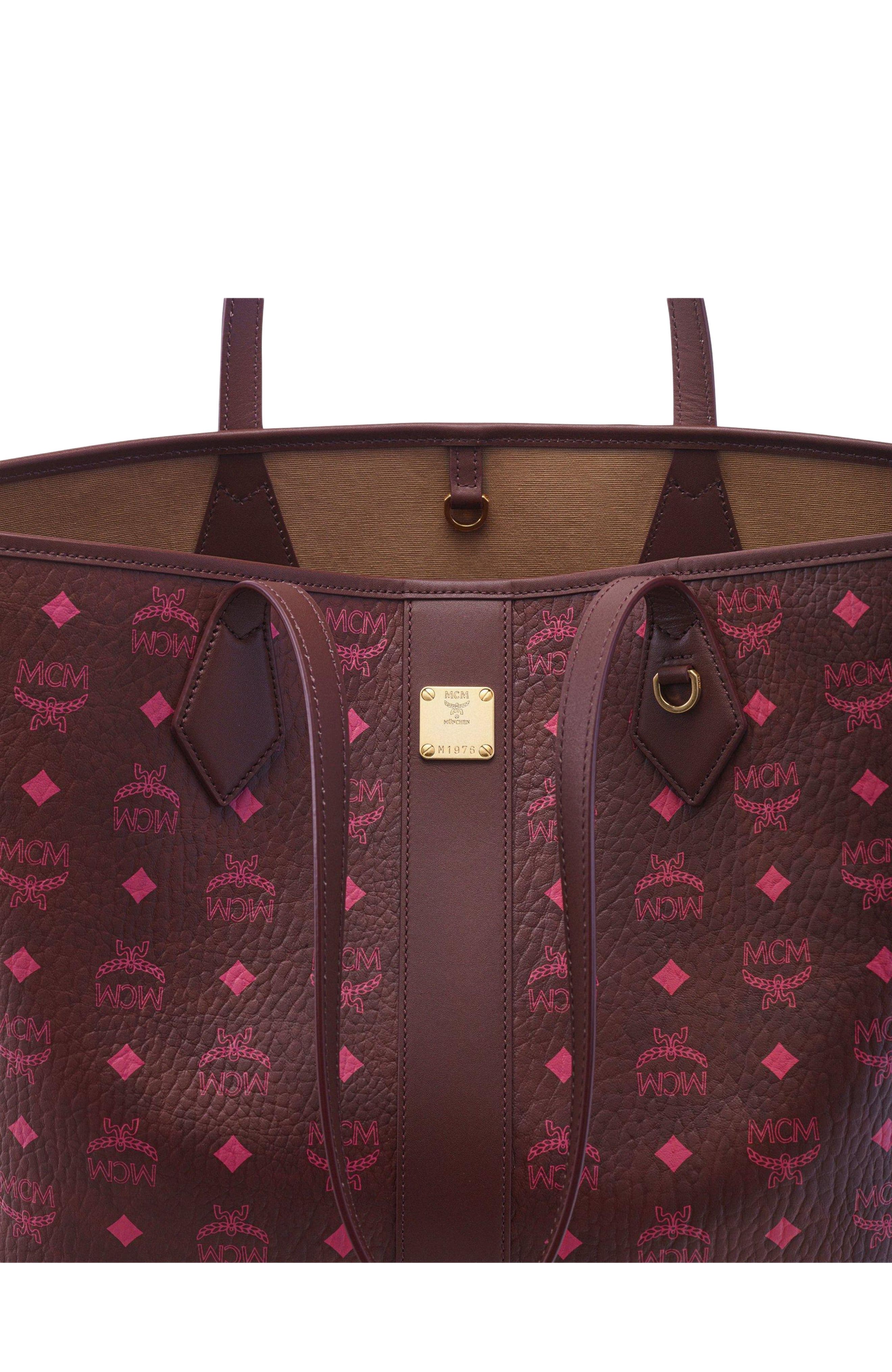 New Medium Liz Shopper in Visetos, Alternate, color, Cinnamon