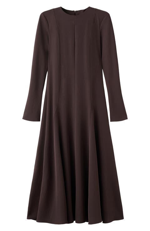 Godet Long Sleeve Maxi Dress