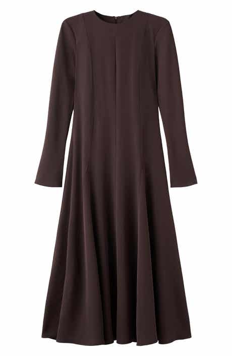 Godet Long Sleeve Maxi Dress