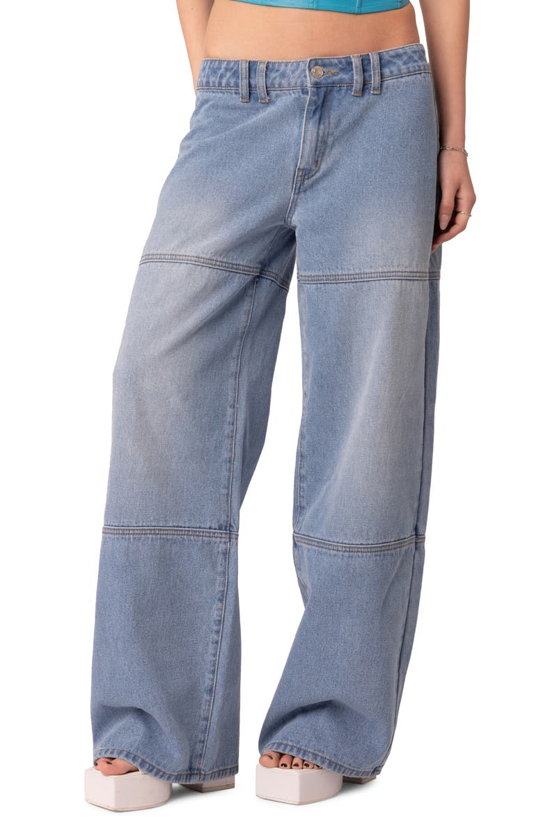 EDIKTED Seams to B Low Rise Wide Leg Jeans, Main, color, 