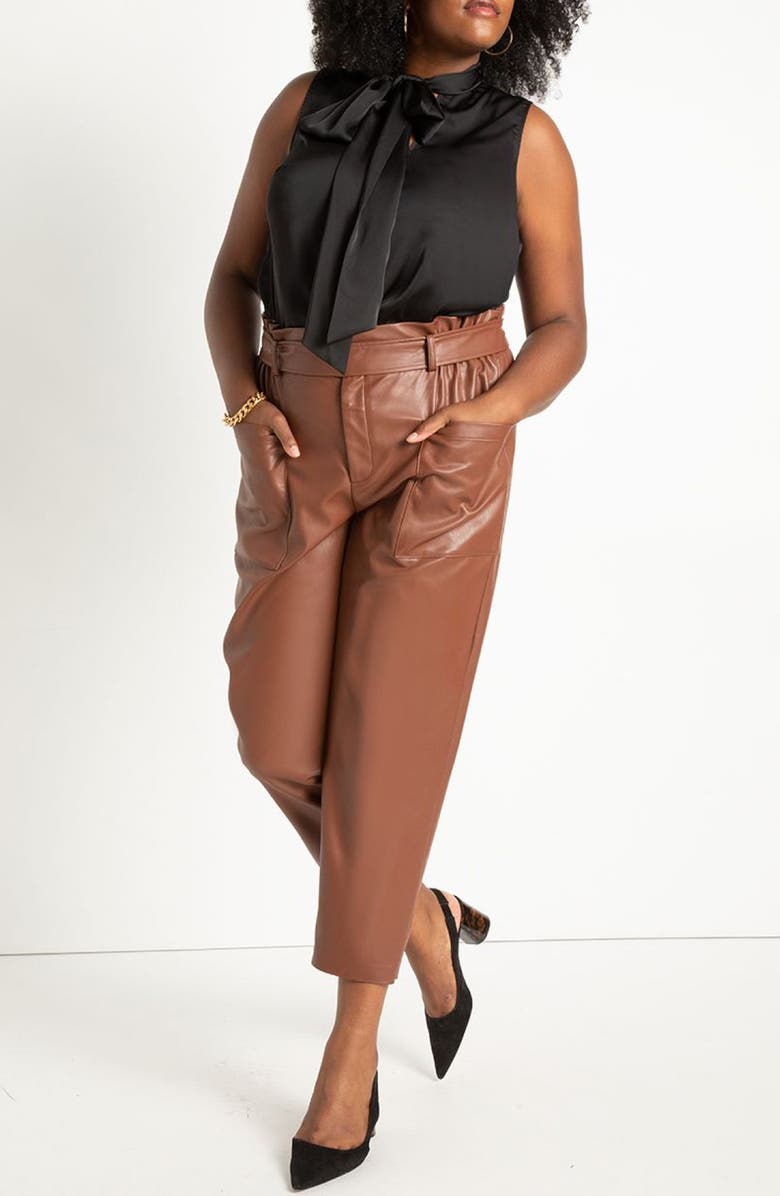 ELOQUII Bow Neck Print Top, Alternate, color, 