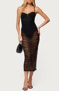 EDIKTED Sheer Lace Midi Body-Con Dress