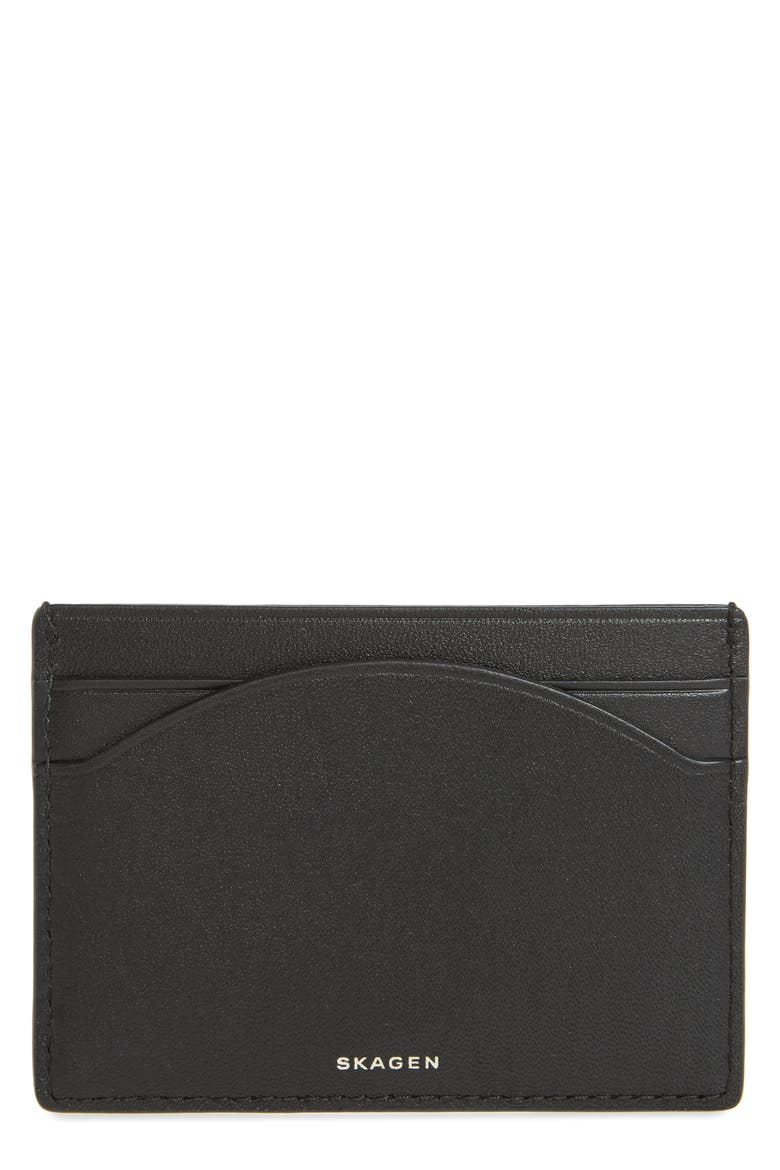 Leather Card Case, Main, color, BLACK