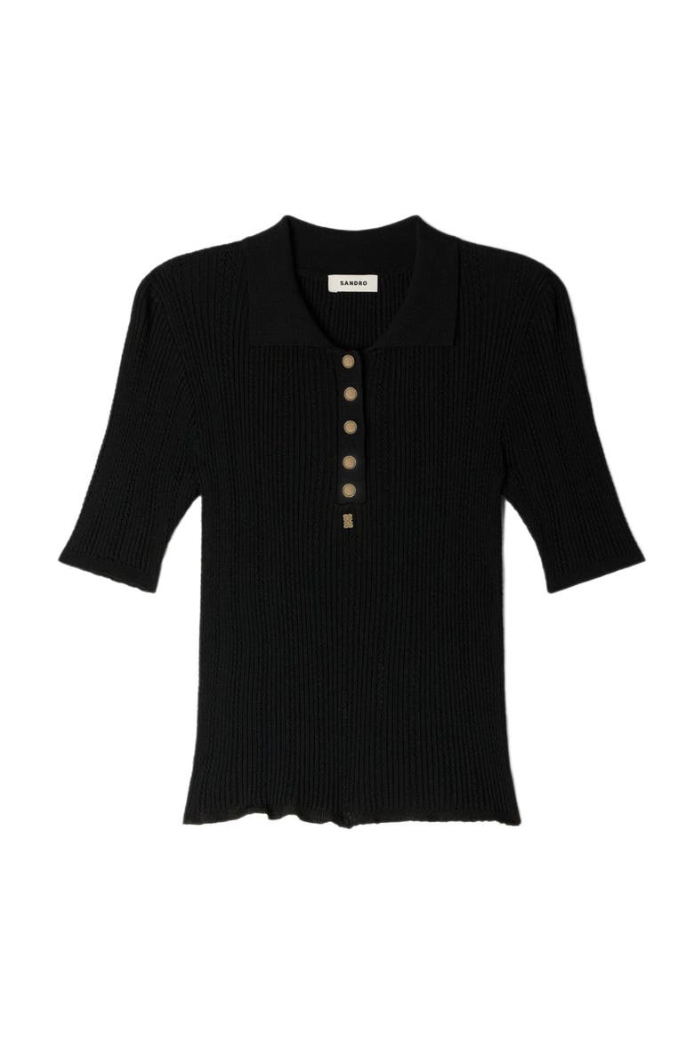 Knit polo shirt, Alternate, color, Black