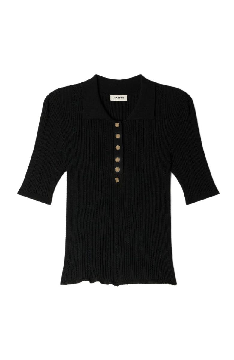 SANDRO Knit polo shirt, Alternate, color, Black