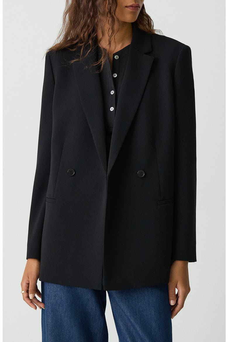 Relaxed Double Breasted Blazer, Main, color, BLACK