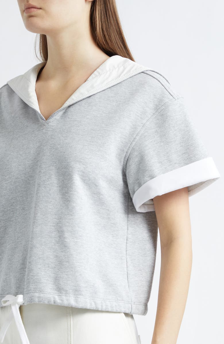 3.1 Phillip Lim French Terry Sailor Top, Alternate, color, Light Grey Melange-White