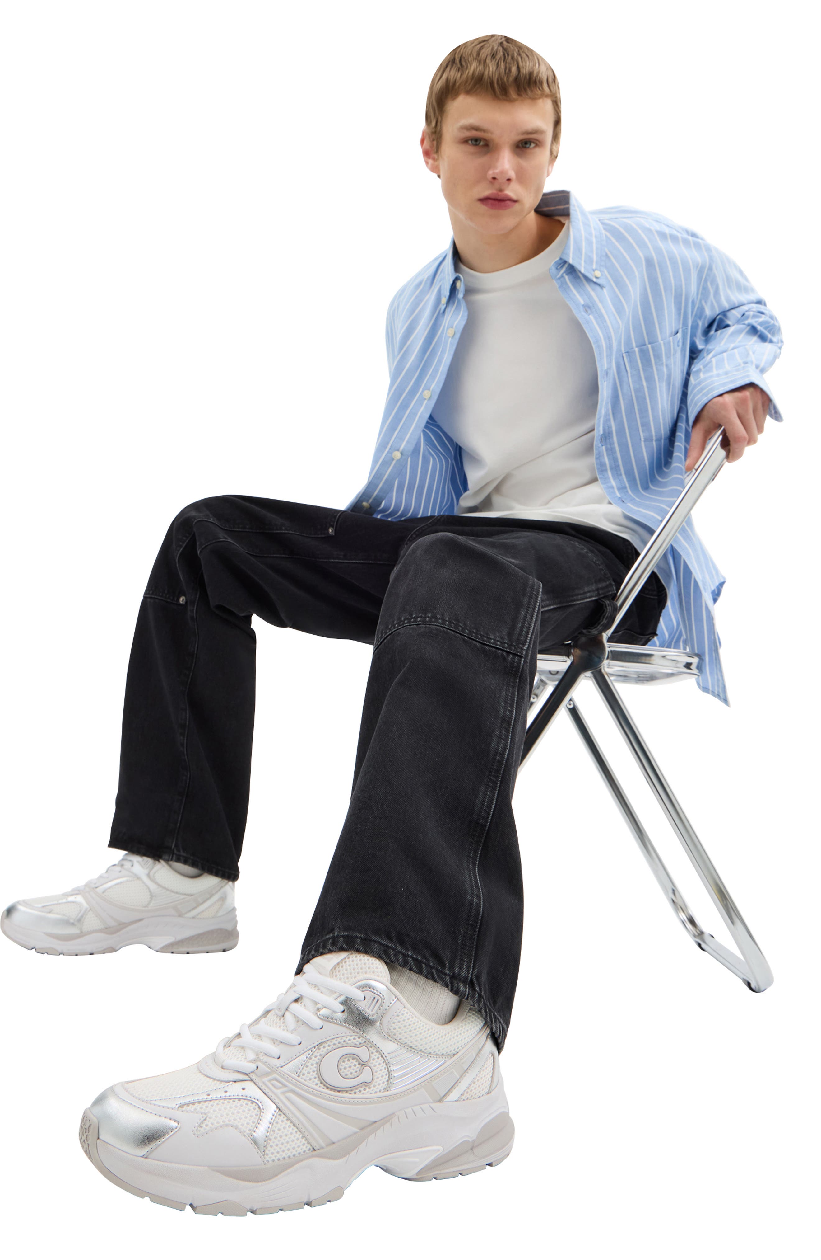 COACH Mesh Sneaker, Alternate, color, Light Grey/ Optic White