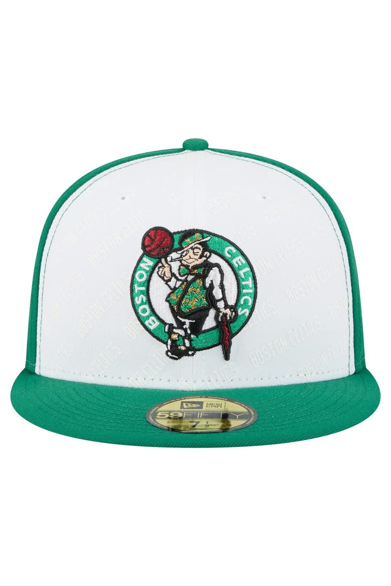 Men's New Era  White/Kelly Green Boston Celtics Repeat 59Fifty Fitted Hat, Alternate, color, White
