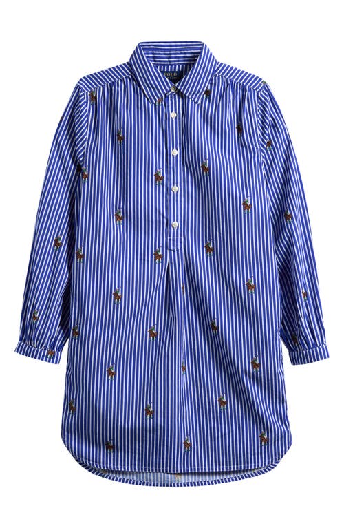 Polo Ralph Lauren Kids' Cotton Poplin Stripe Shirtdress In Blue