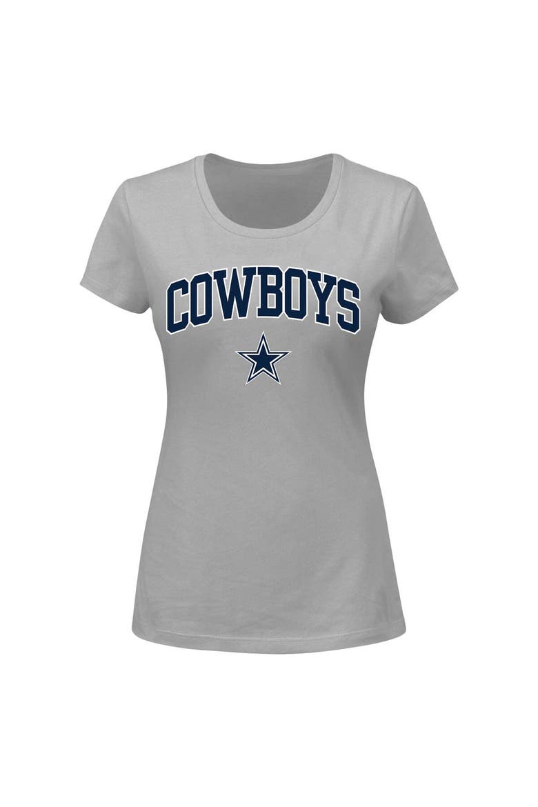 Women's Fanatics Branded Gray Dallas Cowboys Plus Size Arch Over Logo T-Shirt, Main, color, Gray