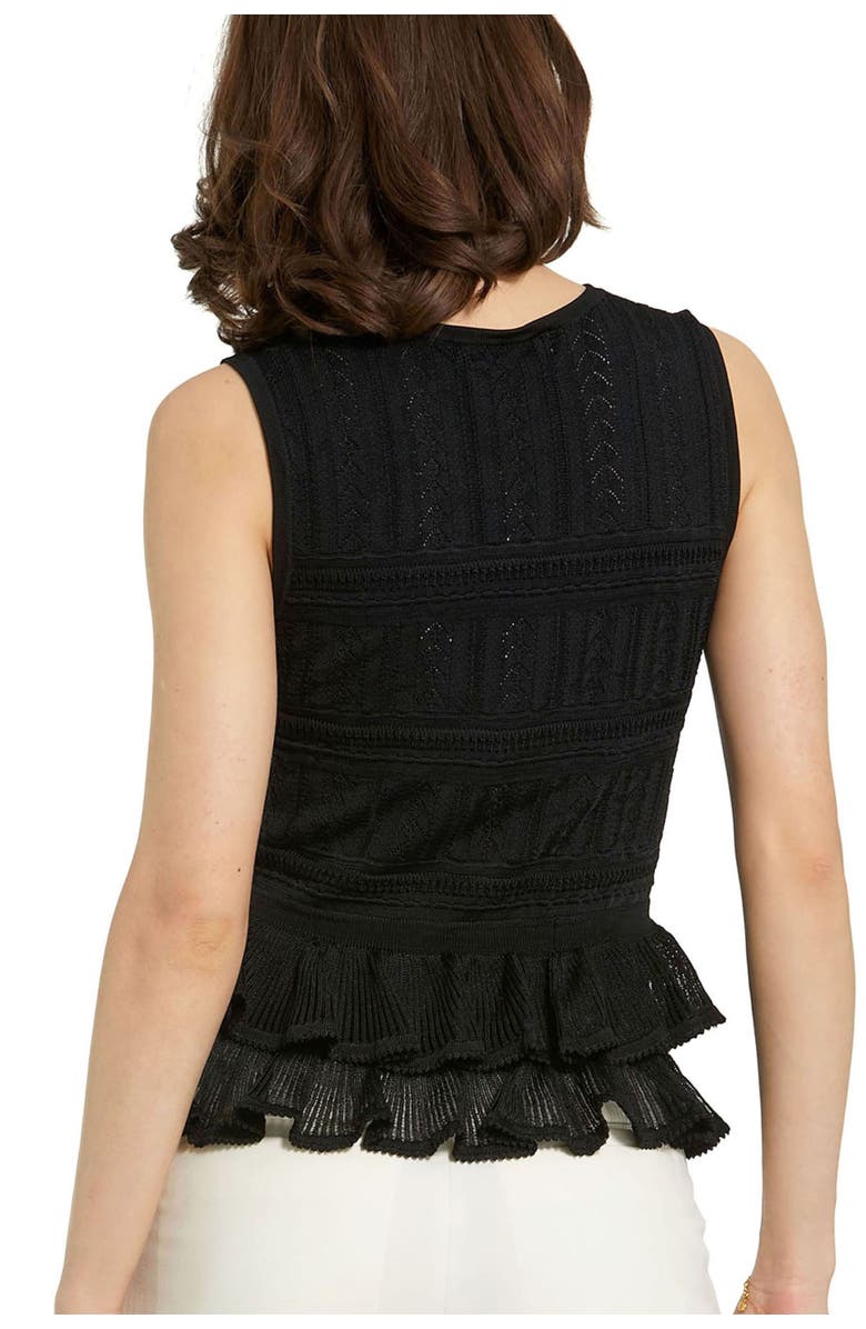 Mac Duggal Sleeveless High Neck Knit Top With Ruffle Hem, Alternate, color,